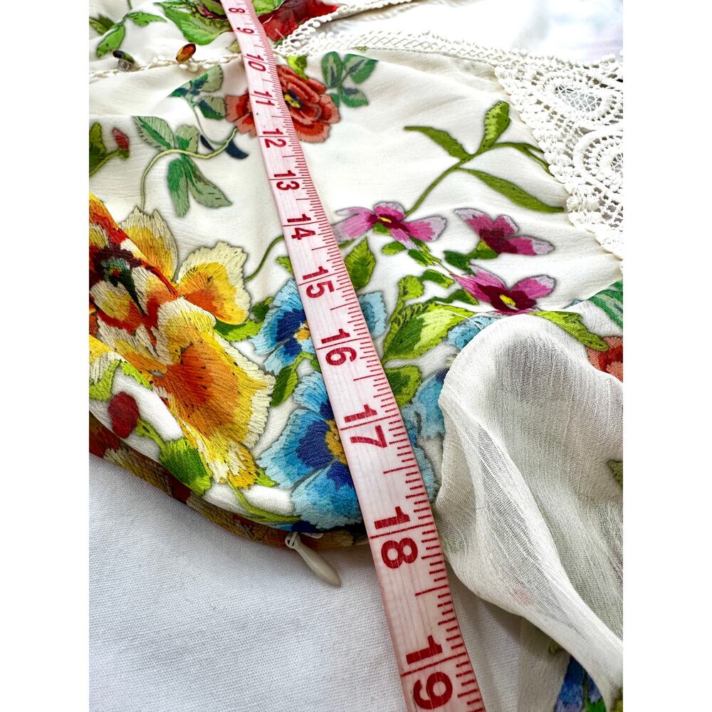 Avec Les Filles Floral Lace Trim Long Sleeve Boho Dress Size 4 - Picture 8 of 13